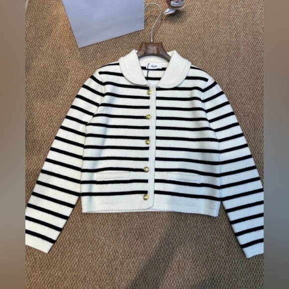 Celine cardigan jacket in striped wool - Picture 1 of 8